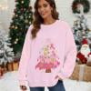 thumbnail image 2 of asdoklhq Crewneck Sweatshirts Womens Christmas Print Oversized Sweatshirts Fall Long Sleeve Sweatshirt Red M, 2 of 7
