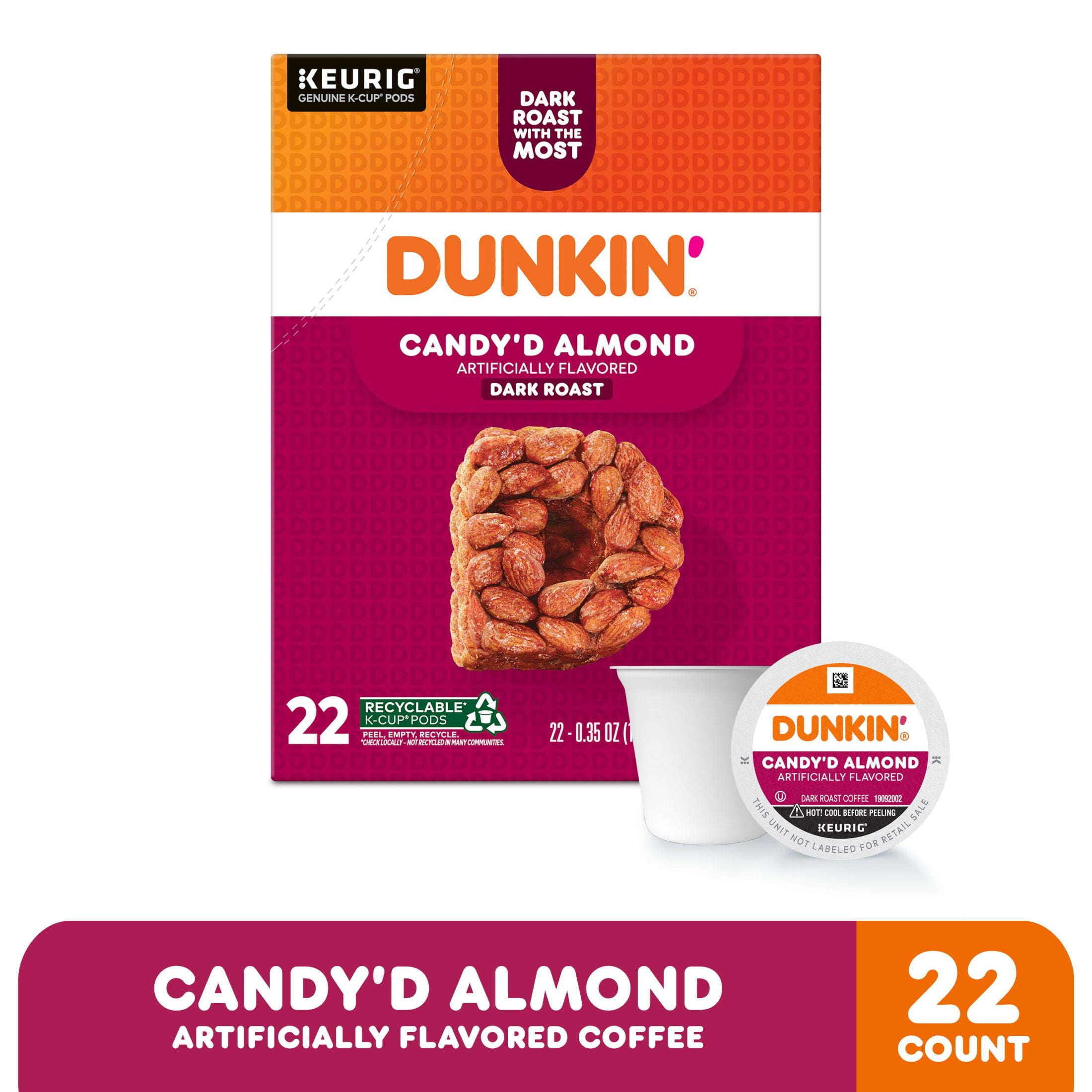 Dunkin′ Candy'D Almond Flavored Coffee K-Cup Pods, 22 Count Box