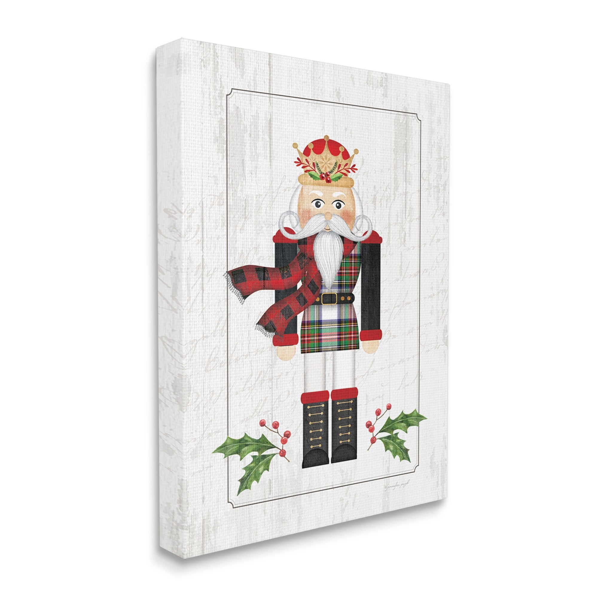 Stupell Industries Winter Holly Nutcracker Royal Crown Christmas Plaid, 24 x 30,Design by Jennifer Pugh