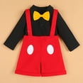 thumbnail image 5 of IBTOM CASTLE Baby Boys Gentleman First Birthday Cake Smash Cartoon Mouse Outfit Formal Suit Romper+Bow Tie+Suspenders Bib Pants Clothes, 3-Piece, 5 of 8