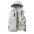 thumbnail image 2 of dzxyzu Men's Winter Hood Puffer Vest Sleeveless Warm Zipper Lightweight Jacket Vest Outdoor Thicken Vest Top Riding Skiing Fishing Waistcoat Jacket Gray, 2 of 4