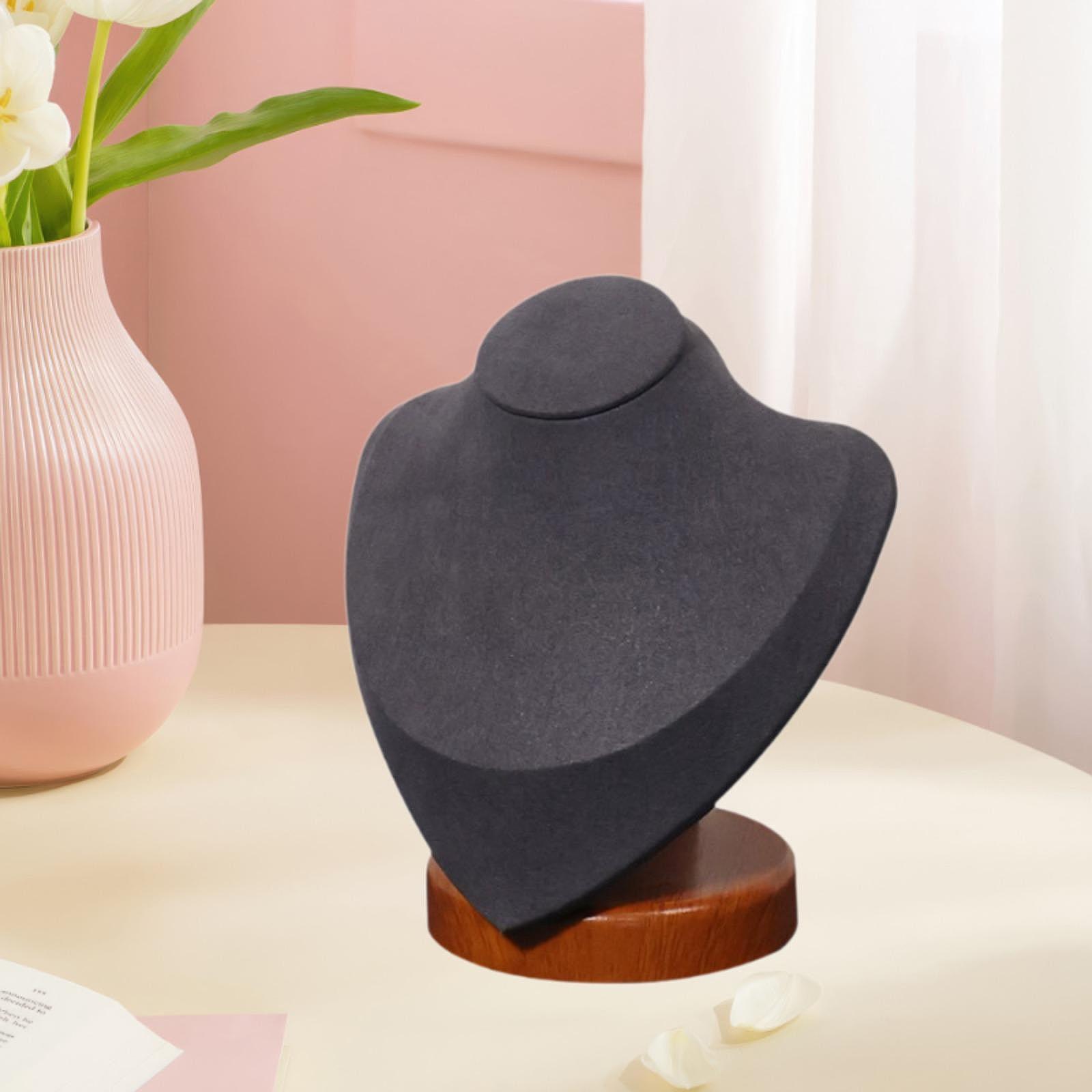 Présentoir à Colliers Sur Buste Stable - Flannelette Beige Pour Vitrine Ou Commode