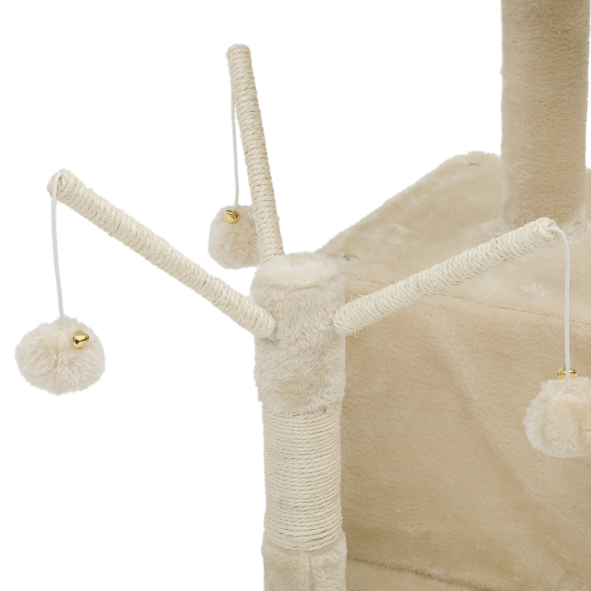 Uforic 44" Cat Tree Tower, with Scratch Posts, Condo, Hammock, Toys, Beige