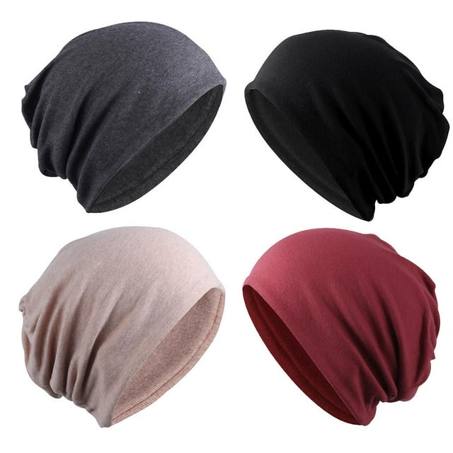 Gorro Holgado de para Mujer de 4 Piezas, Gorro de Quimioterapia para Dormir Informal de Verano Elástico Zulema Cap Unisex Beanie Slouchy