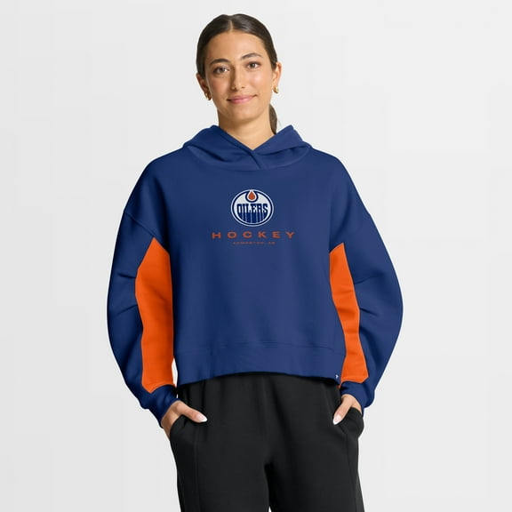 Women's Fanatics Royal Edmonton Oilers Back Check Boxy Hoodie