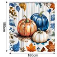 thumbnail image 2 of Cortina de ducha de calabaza de otoño con diseño bohemio de hojas de arce otoñales, cosecha de Acción de Gracias, acuarela, floral, rústica, estilo granja, cortinas de baño con ganchos, 2 of 5