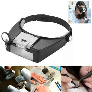 Carevas 4.5X Magnifying Headset with Magnifying Glass Head Mounted Jewelry  Loupe Magnifier with Multiple Lens 2 Lights for Crafting Watch Electronics