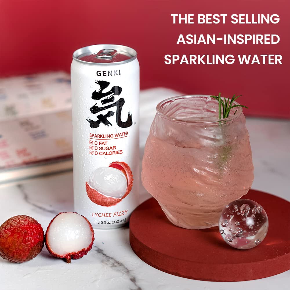 Genki Forest Lychee Fizzy Sparkling Water, 11.15 fl oz, Gluten-Free, Dairy-Free