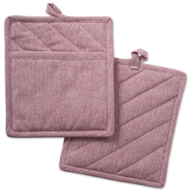 Set de Cocina DII Agarraderas de Chambray 100% Algodón Rosa 2 piezas