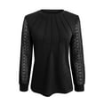 thumbnail image 4 of BUIgtTklOP Women's Waffle Knit Tops Dressy Business Casual Blouses Lace Long Sleeve Work Shirts Fall Clothes, 4 of 5
