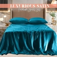 thumbnail image 2 of Elegant Comfort Luxurious 4-Piece Silky Satin Sheet Set, Skin and Hair Friendly, Wrinkle, Fade, Stain Resistant with Deep Pockets Fitted Sheet, Cooling Soft Satin Sheet Set, Full, Turquoise, 2 of 5