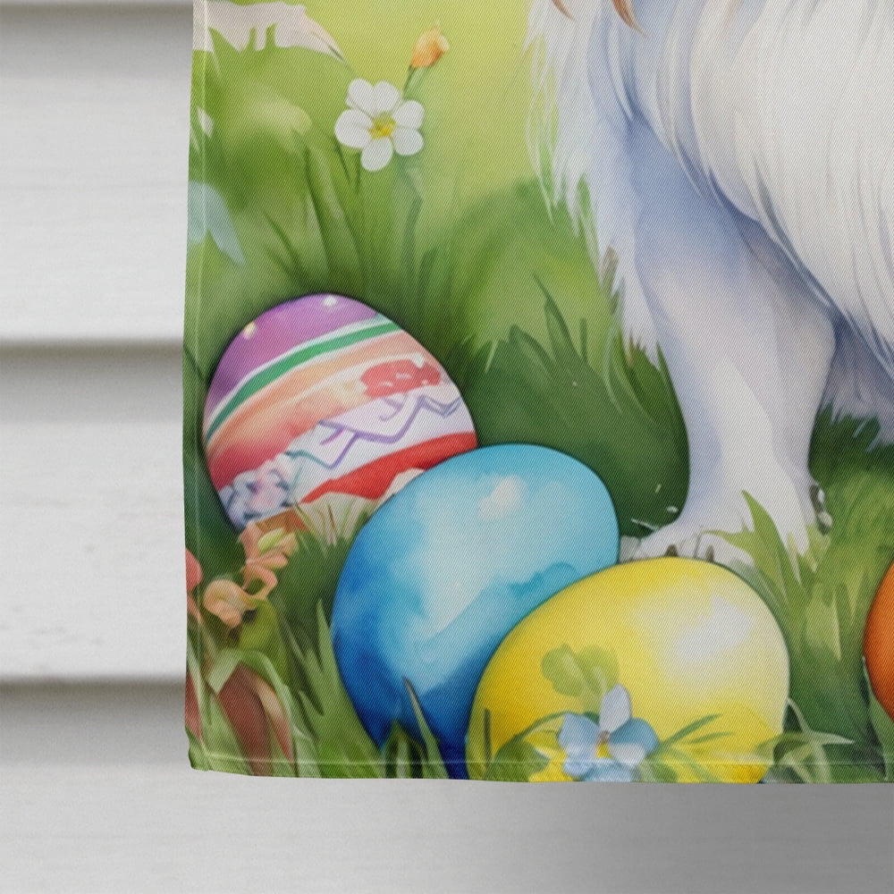 Japanese Chin Easter Egg Hunt House Flag 28 in x 40 in