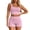 Pink, variant on Women's 2 Piece Outfits Sleeveless Square Neck Crop Top High Welt Bodycon Shorts Set Y2k Solid Color Stretchy Slim Fitted Summer Matching Sets for Yoga Fitness Wear Hot Pink XXL