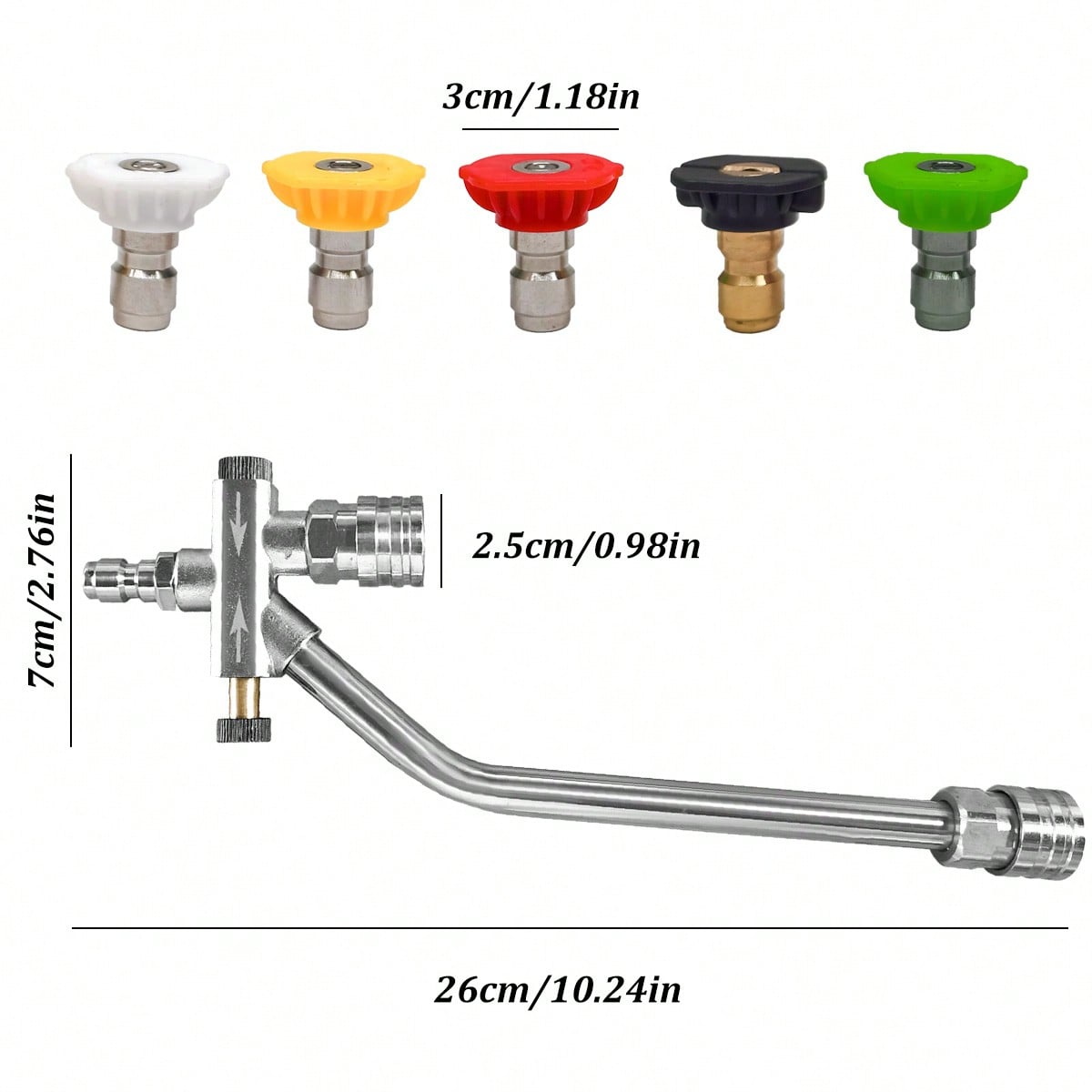Foam Cannon Dual-Connector Accessory, Pressure Washer Double Tip Attachment for Foam Cannon, Pressure Washer Accessories with 1/4" Quick Connect for Car Wash, 5 Pressure Washer Sprayer Nozzles