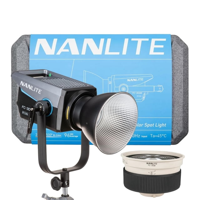 Foco LED Nanlite FC300B bicolor 2700K-6500K con lente Fresnel