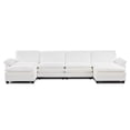 thumbnail image 6 of Ktaxon 155" W Sectional Convertible Sofa U Shaped Modular Couch with Double Chaise Corduroy Sleeper Set with 4 Oversized Seats White, 6 of 9
