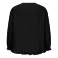 thumbnail image 4 of yunLCZ Womens Long Sleeve Shirts Ladies Summer Solid Loose Ruffle Bottom Cuffs Crew Neck Long Sleeve Shirt Womens Long Sleeve Shirts, 4 of 4