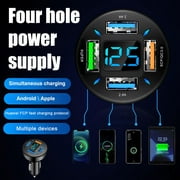 Car Battery Voltage Monitor with Real-time LED Display and 4 USB Fast Charging Ports