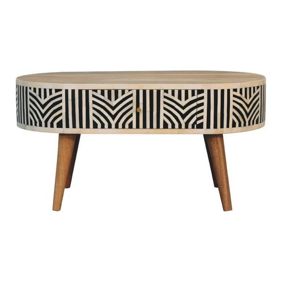 Lesuto Edessa Bone Inlay Coffee Table - Nordic Style, Wood, oak