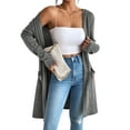 thumbnail image 3 of Cardigan Sweaters for Women Open Front Cardigan Casual Loose Fall Sweater with Pockets Gray L, 3 of 9