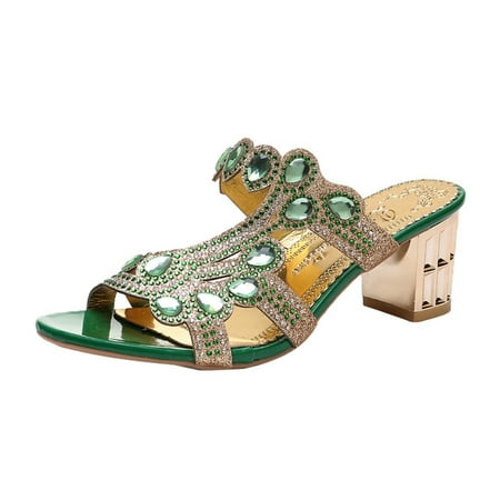 

XIEULQP Cushionaire Sandals Women Slippers Women s High Heeled Slippers Bohemian Beach Shoes High Heeled Shoes Sandals for Women 2024 Reef Sandals Women Green
