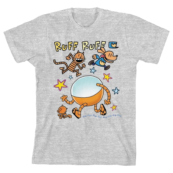 Dog Man Ruff Ruff Youth Girl's Athletic Heather Crew Neck Short Sleeve T-shirt-Large