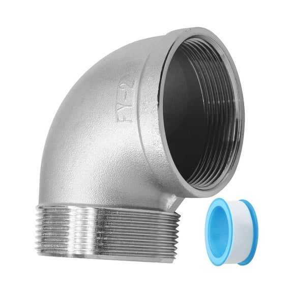 Steel 2 Inch Male Female Elbow Plumbing Fitting 90 Degree Angles Connector with Without Thread Seal Tape Included