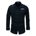 thumbnail image 1 of Men's Cotton Long Sleeve Military Button Down Shirts Cargo Work Shirt, 1 of 4