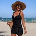 thumbnail image 7 of Bathing Suit for WomenSevevn Women's Tankini Swimsuit Tummy Control Ruched Two Piece Bathing Suit Push Up Modest Swim Suits with Shorts Black XL, 7 of 7