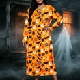 thumbnail image 3 of Women's Plus Halloween Nightgown Pumpkin Ghost Print Crewneck Long Sleeve Dress Fall Loungewear Sleep Maxi Dress, 3 of 7