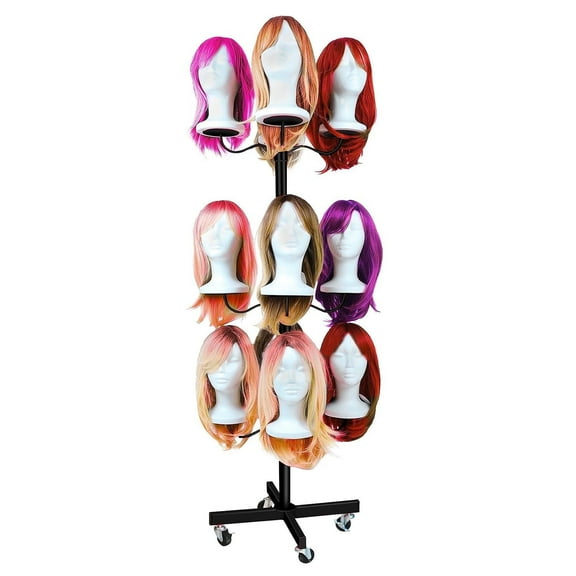 Ztysn Wig Rack for Multiple Wig,Display Human Braid Lace Front Curly Hair Stand,Tripod Organizer Storage Rack Holder for Salon/Store/Home Decor/Black,Patent Protected