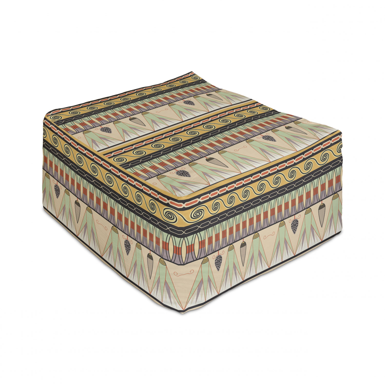 Ambesonne Colorful Rectangle Pouf 25 Under Desk Foot Stool for Living Room Office Ottoman with Cover Quirky Shapes Geometrical Theme with Abstract Illustration in Grunge Style Multicolor