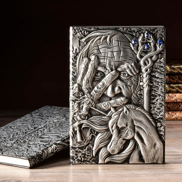 Xihbxyly Cuaderno de Mago con Relieve, Cubierta de Cuero Artesanal, Papel Grueso para Una Escritura Suave, Etiqueta de Cinta para Facilitar Su Uso, Elegante Decoración de Oficina, Regalo Ideal para P