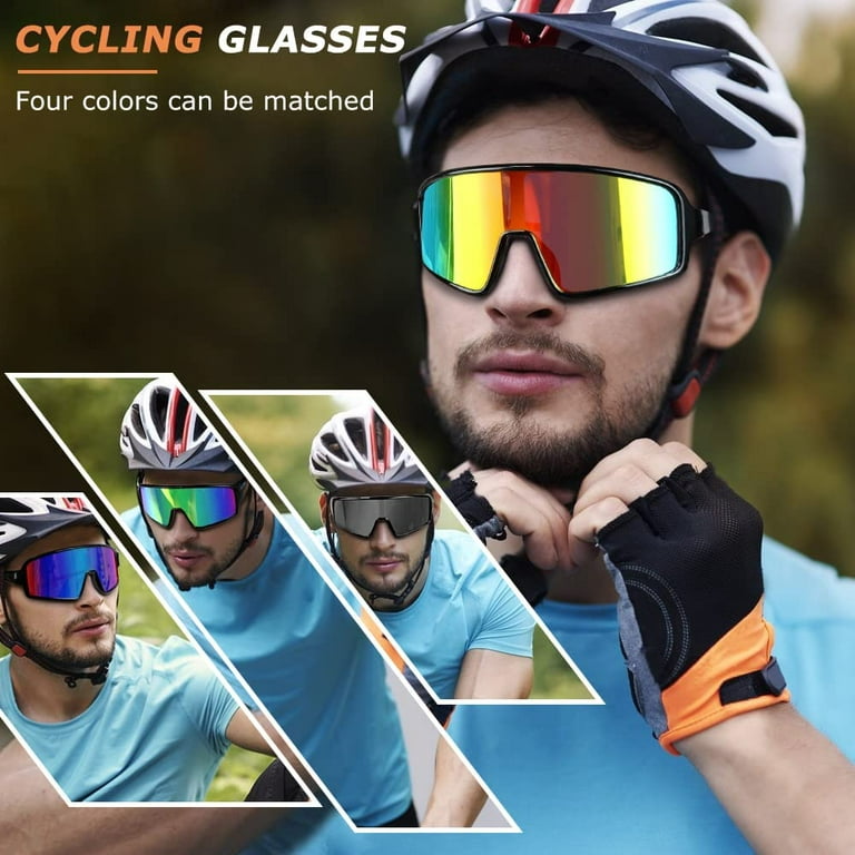 Polarized Cycling Sunglasses with 4 Lenses. UV400 Sports Sunglasses. Cycling  Glasses for Men Women Biking. Baseball 
