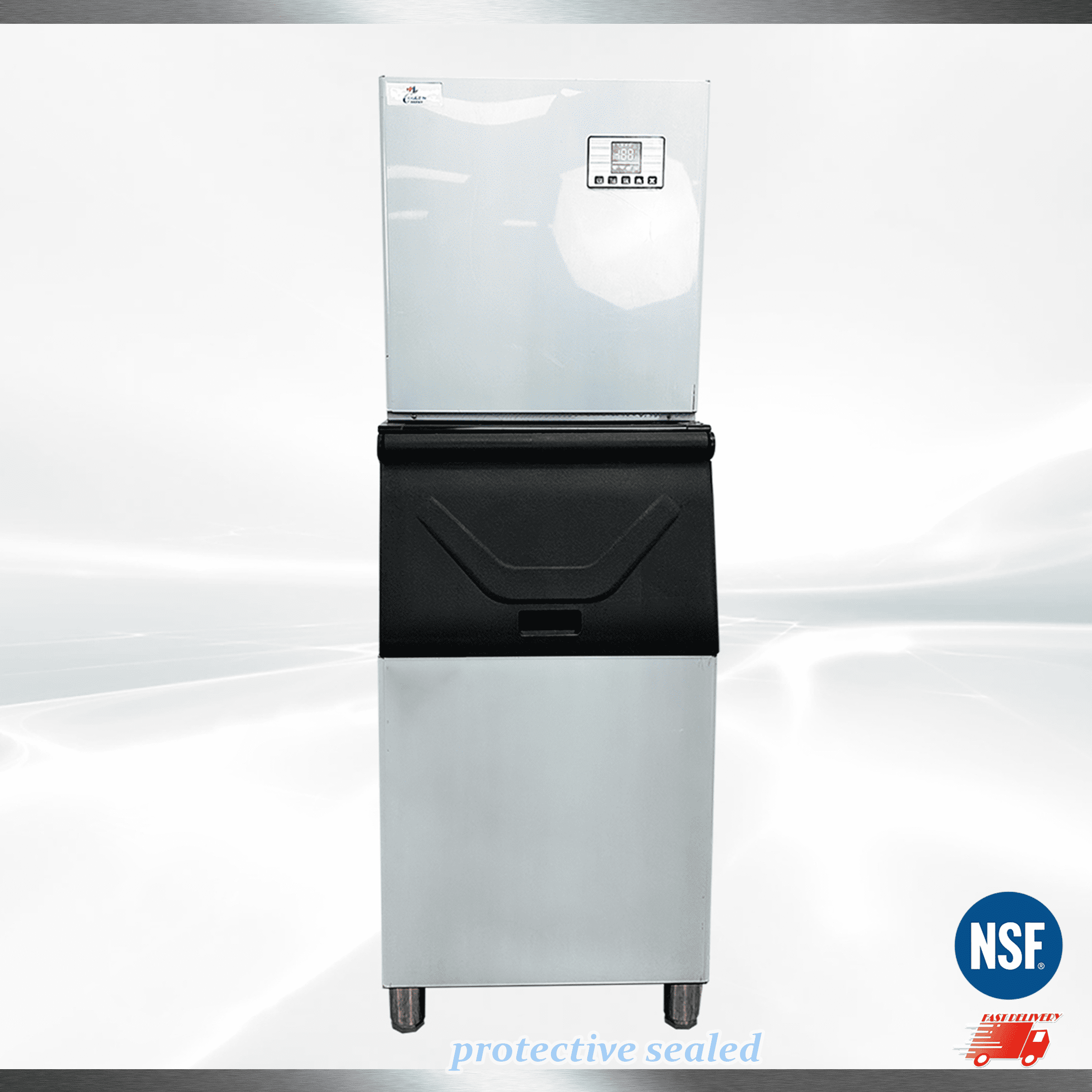 Cooler Depot NSF 460 lb Commercial Ice Maker Machine, 14-Minute Fast Freeze, 300 lb Bin, Model CIM-2100F