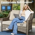 thumbnail image 4 of Vcatnet 6 Pieces Outdoor Patio Furniture Sectioal Sofa with Swivel Rocking Chairs Wicker High-Back Conversation Set with Side Table and Ottoman, Beige, 4 of 10