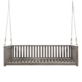 thumbnail image 2 of Patio Minimalist Twin Size Swing Bed, Wood Porch Swing Daybed with Hemp Ropes, Safe Sloped Design, Patio Hanging Swing Sofa Bed for Backyard, Garden, Pool, Mattress not included, Gray, 2 of 9