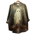 thumbnail image 4 of LIJCC Women'S V-Neck Long Sleeve Halloween Retro Print Shirt Vintage Halloween Art Print Casual Cotton and Linen Shirt Ladies Tops, 4 of 4