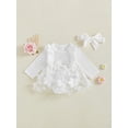 thumbnail image 4 of Miaouyo 0-18 Months Infant Baby Girl Fall Outfits Decorative Flower Butterfly Long Sleeve A Line Mesh Dress and Headband 2 Pcs Clothes Set, 4 of 9