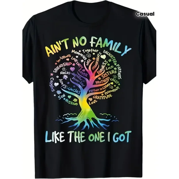 Family Reunion Matching Group Shirts Colorful Family Tree Graphic Unisex Casual Short Sleeve Tee