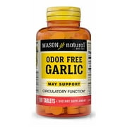 Mason Natural Garlic 200 mg Odor Free Allium Sativum Supplement - Supports Healthy Circulatory Function, 100 Tablets