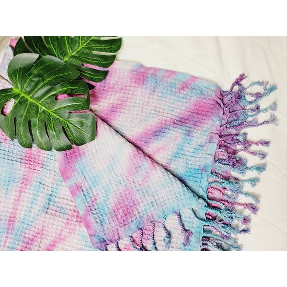 Bath Towel, Waffle Towel, Turkish Beach Towel, Handmade Tie dye