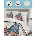 thumbnail image 3 of Quilt King Size Bedding Set, Patriotic Gnomes Reversible Summer Quilt 3 Pieces, Independence 250 Memorial Vintage Beige Lightweight Bedspreads Coverlets with 2 Pillow Shams for All Seasons, 3 of 5