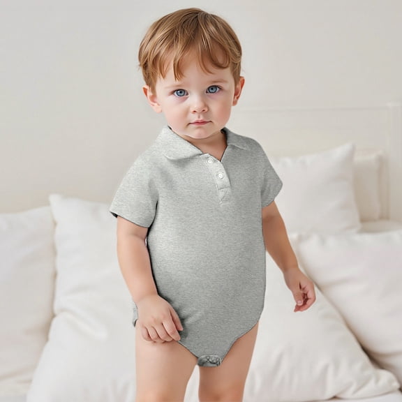 Girls Bodysuits for Casual Summer Outfit Solid Color Short Sleeve Romper - Everyday Beach School Party for 3-24 Months