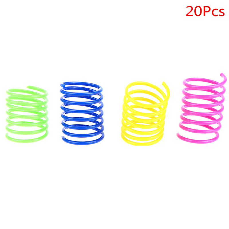 20pcs Durable Colorful Plastic Springs Cat Pet Toy Coil Spiral Springs