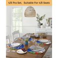 thumbnail image 5 of 13 Inch Round Placemats Set of 4, Christmas Snowman Non Slip Heat Insulation PP Table Mats, Blue Xmas Tree Elk Gifts Snowflake Washable Place Mats for Kitchen Dining Party Table Decor, 5 of 7