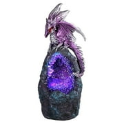 Q-Max 6.75"H Purple Dragon with LED Blue/Purple Crystal Stone Statue Fantasy Decoration Figurine