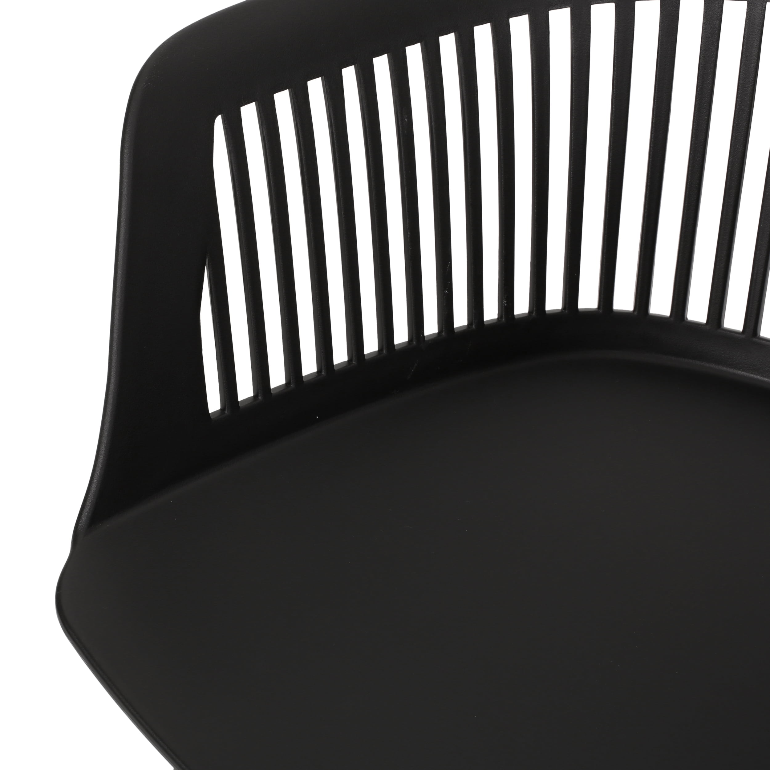 Noble House Dahlia Plastic Patio Dining Arm Chair in Black (Set of 2)