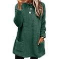 thumbnail image 2 of BODOAO Women's Fuzzy Hoodies Pullover Sport Sweatshirts Cozy Oversized with Pockets Athletic Fleece Sweatshirt Womens Winter Coat Loose Wool Jacket Long Sleeved Jumper with Pockets Army Green S, 2 of 6