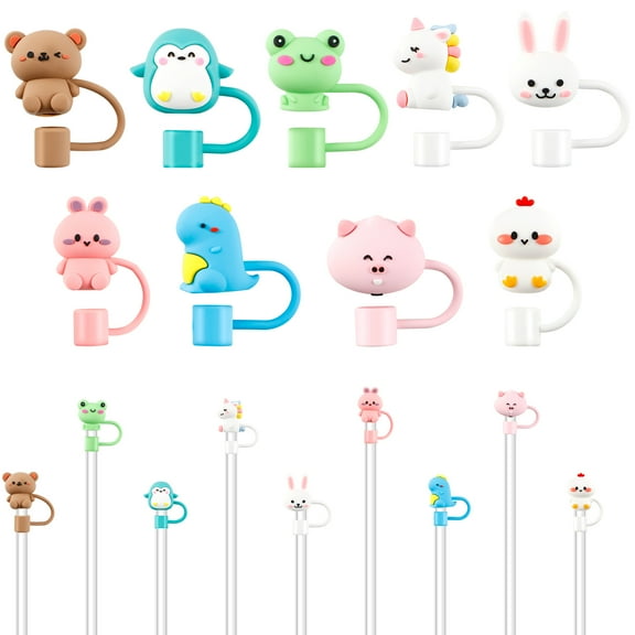 Tzgsonp 9 Pcs Straw Tips Covers, PVC Straw Tips Lids Drinking Straw Cover for 9-10mm